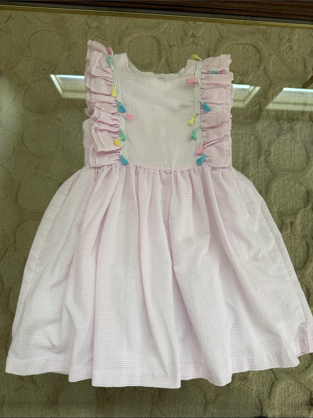 Pippa & Julie Light Pink Ruffled Dress with Multicolor Tassels